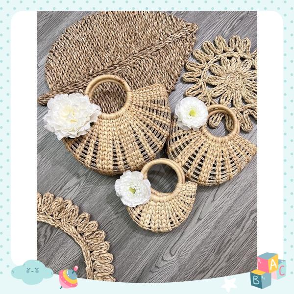 Túi cói làn cói cầm tay chụp ảnh cho bé ,Vintage dùng để chụp ảnh đi du lịch