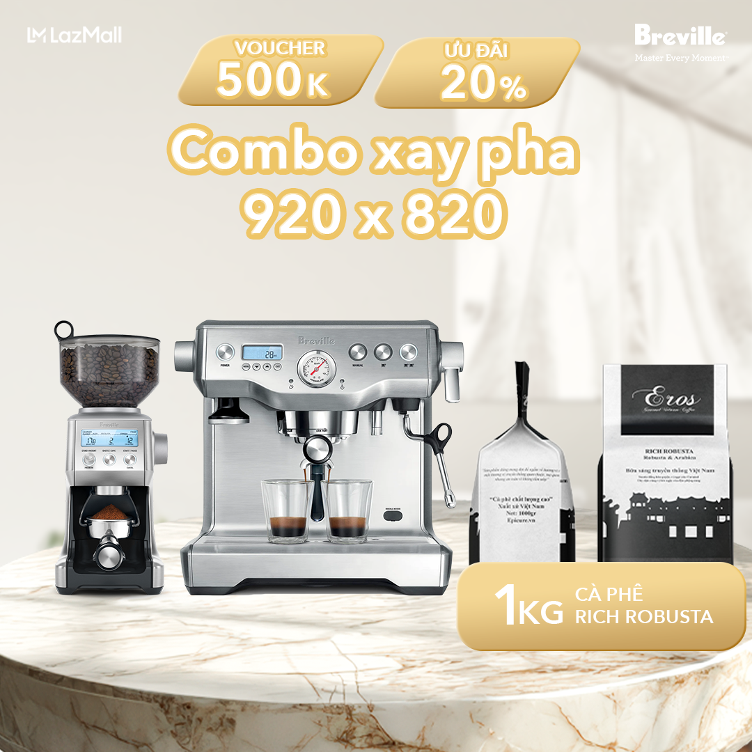 Combo máy pha cà phê Breville 920 và máy xay cafe BCG820 - Breville the Dynamic Duo™