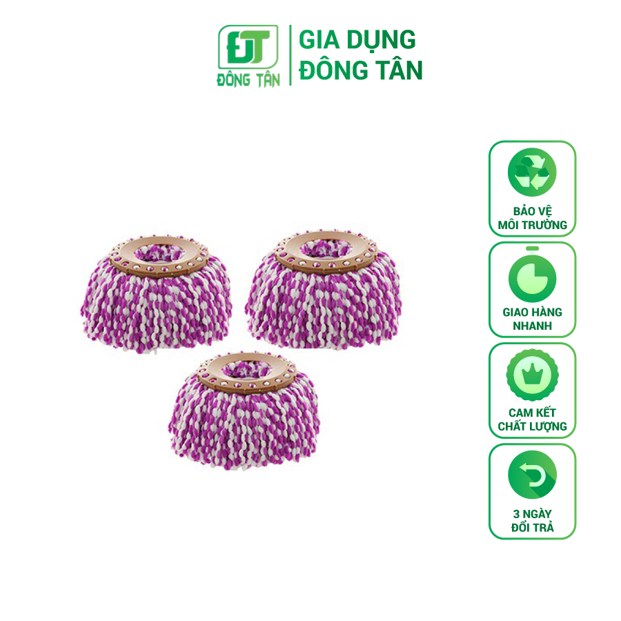 [HCM]Combo 3 Bông Lau Nhà 360 Độ ĐÔNG TÂN Sợi Microfiber Loại Dày Thấm Hút Nhanh Màu Ngẫu Nhiên