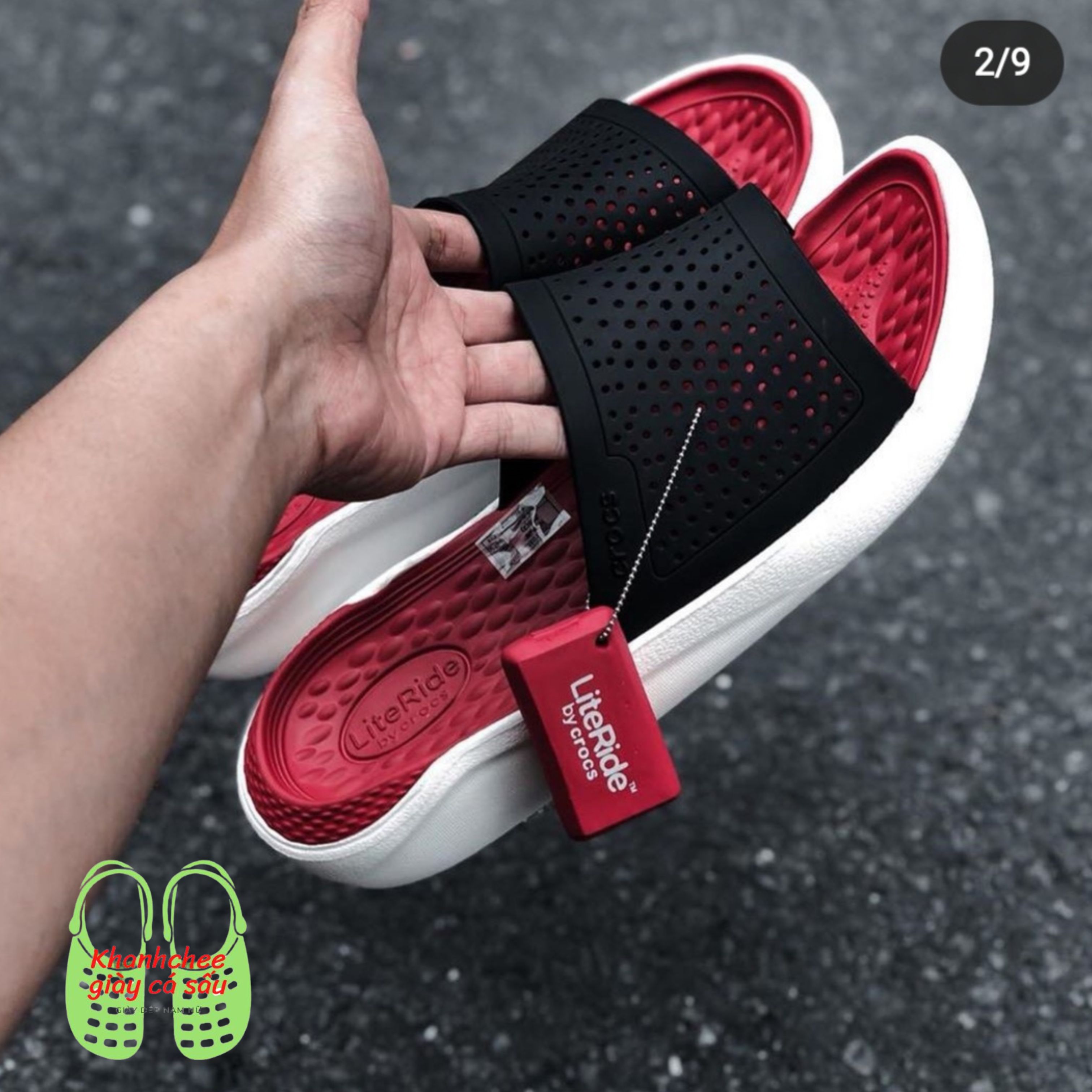 Dép Lê Cross Literide Màu Đỏ Đen hàng xịn full box khách yêu nhé
