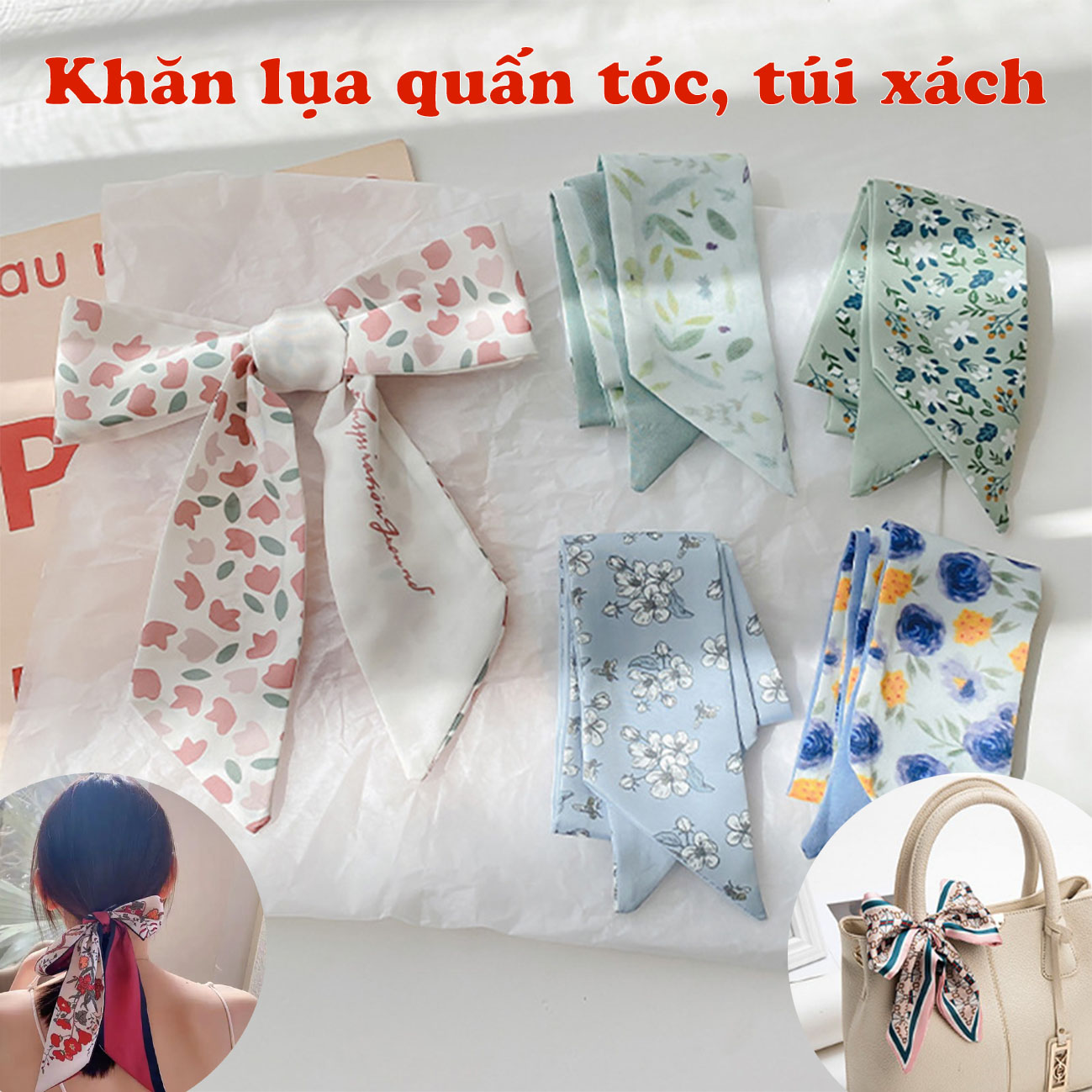 Khăn buộc tóc Turban choàng quàng cổ, Cột Tóc, quấn túi