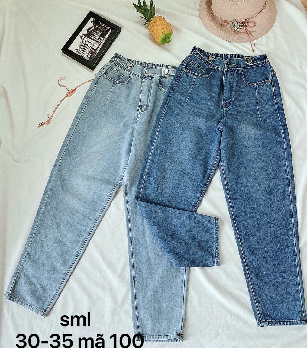 Quần baggy jean nữ size đại lưng thun từ 40kg đến 80kg hàng vnxk bigsize ms100
