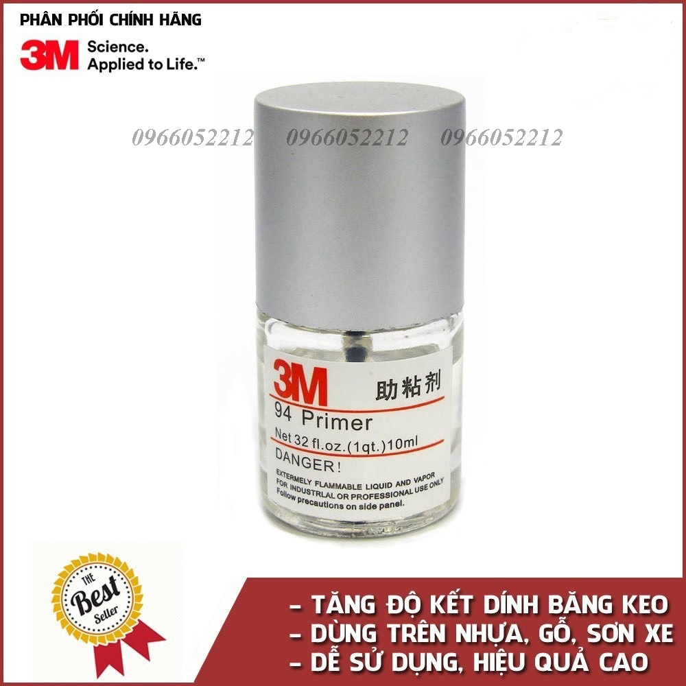 Keo 3m 94 primer, dán doăng, ron cao su chống ồn xe, chất dung môi tăng bám dính cho lớp 3m