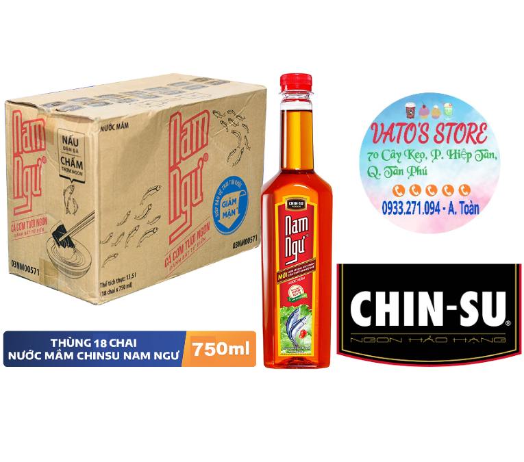 Thùng 18 chai Nước mắm cá cơm Nam Ngư chai nhựa 750ml / Combo 4 chai Nước mắm cá cơm Nam Ngư 750ml