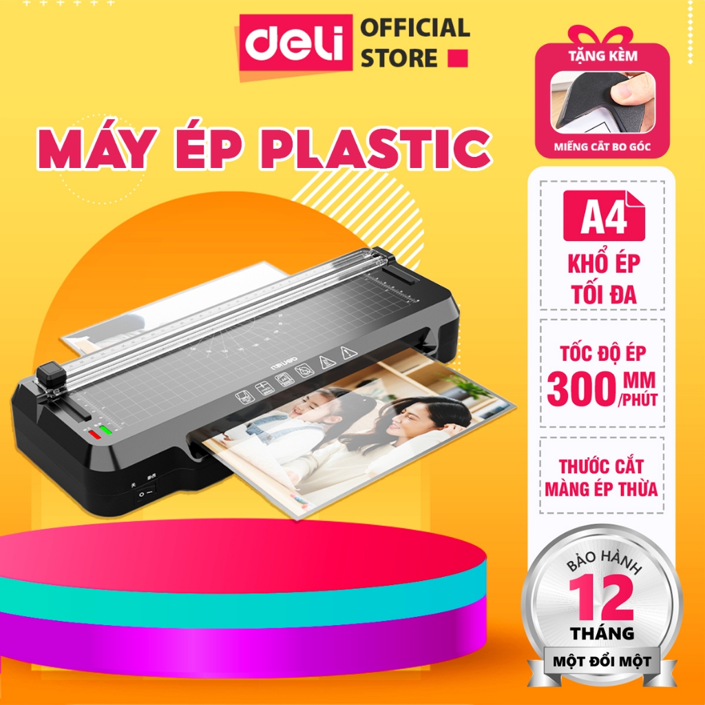 Máy Ép Plastic Khổ A4 Deli Chính Hãng Chuyên Dụng Mẫu Mới Họa Tiết Hoa Văn - Máy Ép Nhựa Dẻo, Màng Ảnh, Poster An Toàn Dễ Sử Dụng Máy Ép Bảo Vệ Lưu Trữ Tài Liệu Hình Ảnh Văn Phòng