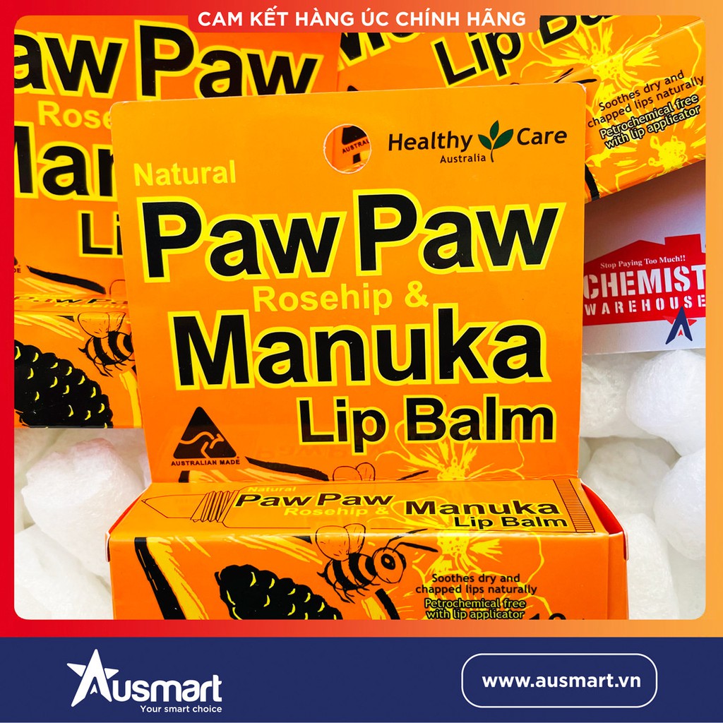 Kem dưỡng môi Healthy Care Paw Paw Rosehip & Manuka Lip Balm 10g