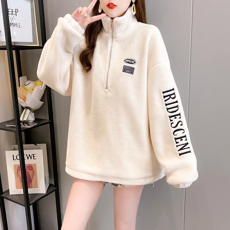 Áo Khoác lông nữ chữ thêu hot trend