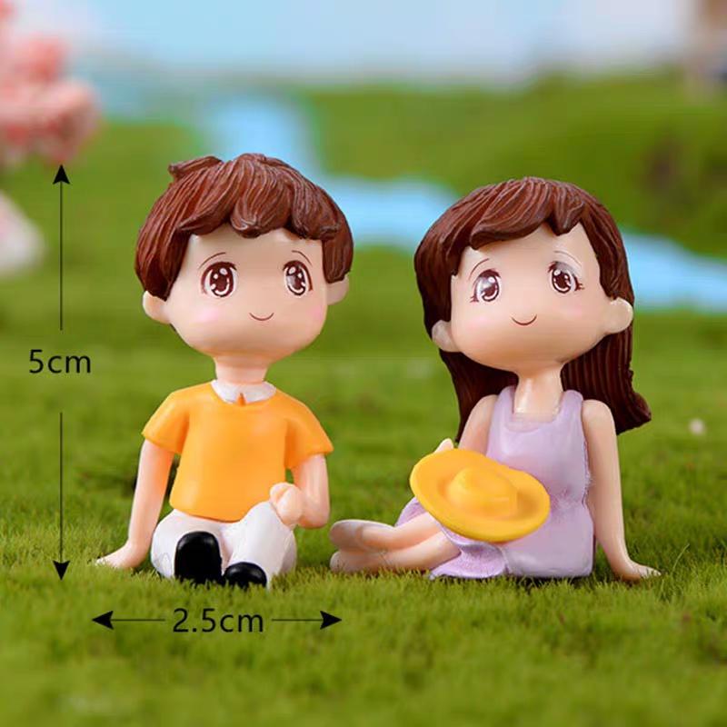 [HCM]Phụ kiện tiểu cảnh cặp đôi dã ngoại trang trí terrarium chậu cây cảnh charm slime