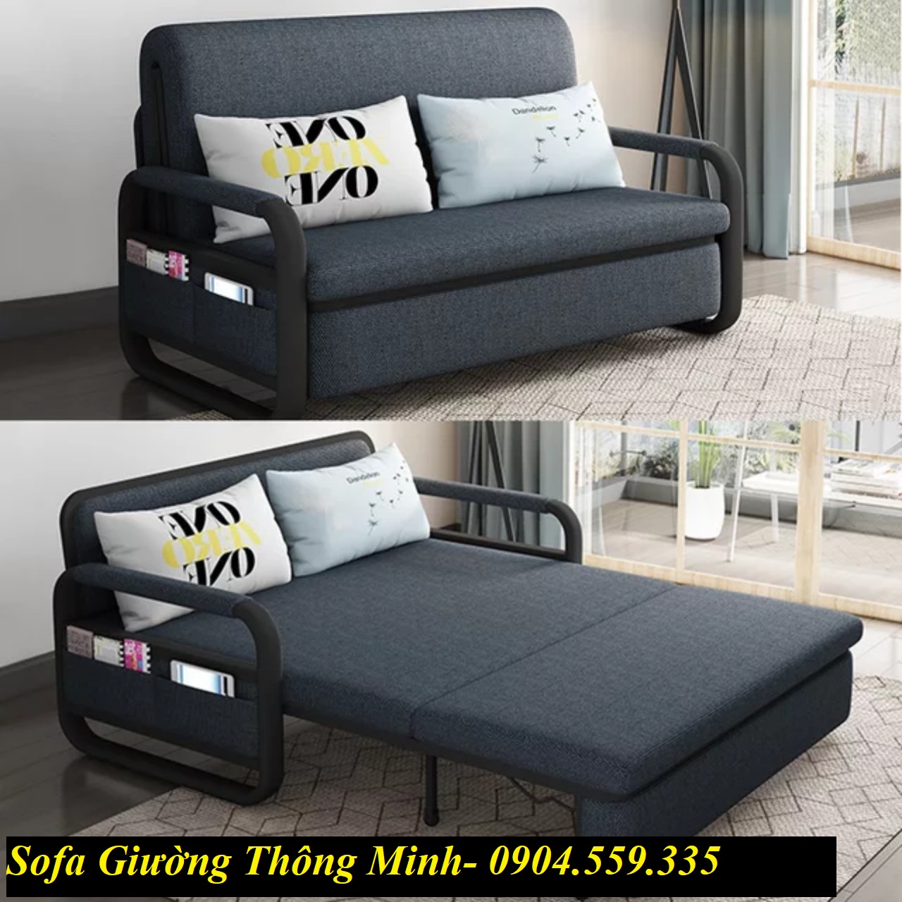 Sofa giường 158cm x 190cm , giường xếp gấp gọn thông minh có ngăn chứa đồ thông minh