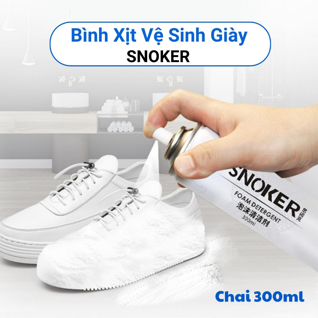 Chai xịt vệ sinh giày bọt tuyết snoker 300ml cao cấp, bình xịt vệ sinh giày tạo bọt siêu mịn tẩy sạch vết bẩn cứng đầu