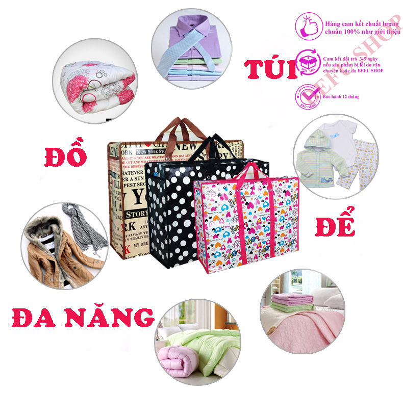 Túi đựng quần áo, chăn màn, đựng đồ đa năng, chống ẩm, chống mối mọt