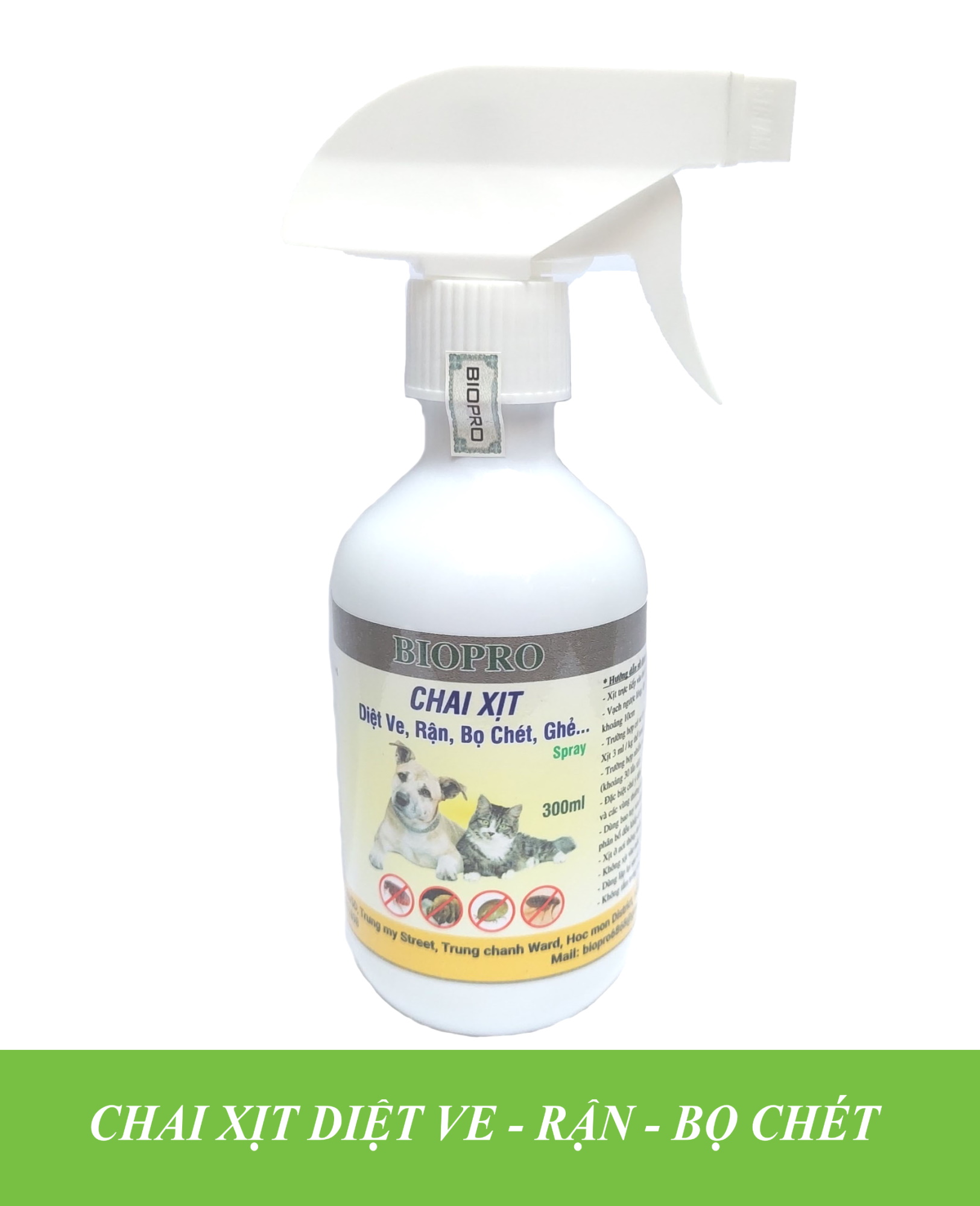 Chai xịt 300ml. Diệt ve Diệt rận Diệt bọ chét Biopro Diệt sạch ve rận bọ chét, An toàn, Hiệu quả lâu dài