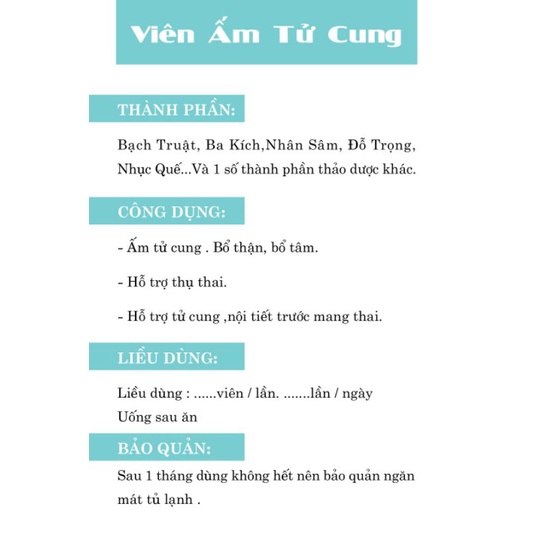 1 tháng uống viên hoàn ấm tử cung