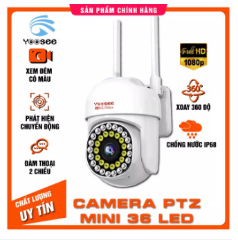   VOUCHER 10K CHO ĐƠN 500K  Camera IP Yoosee Ngoài Trời PTZ mini 36LED 5.0Mpx 1080P - chống nước xem đêm có màu 
