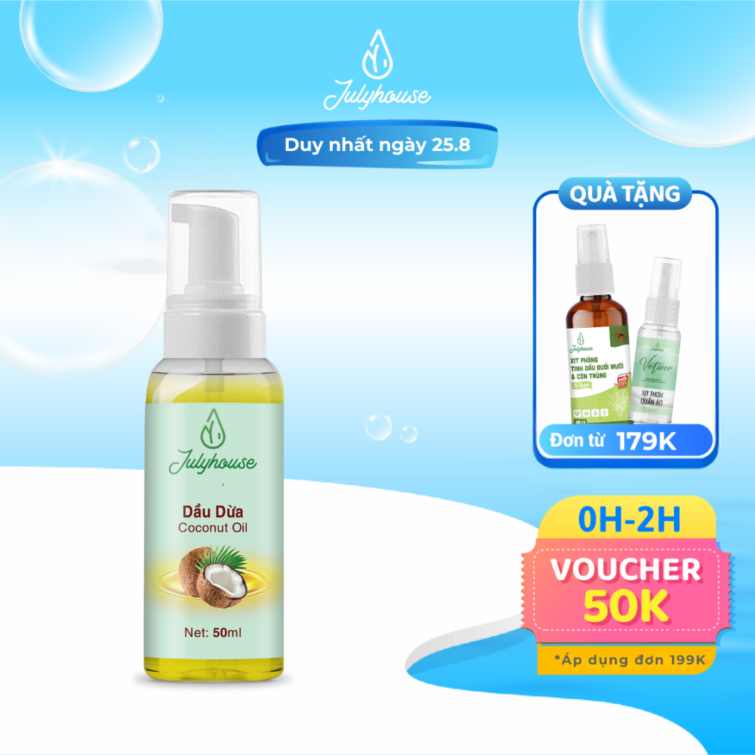 Dầu dừa giúp phục hồi và dưỡng tóc chắc khỏe 50ml julyhouse