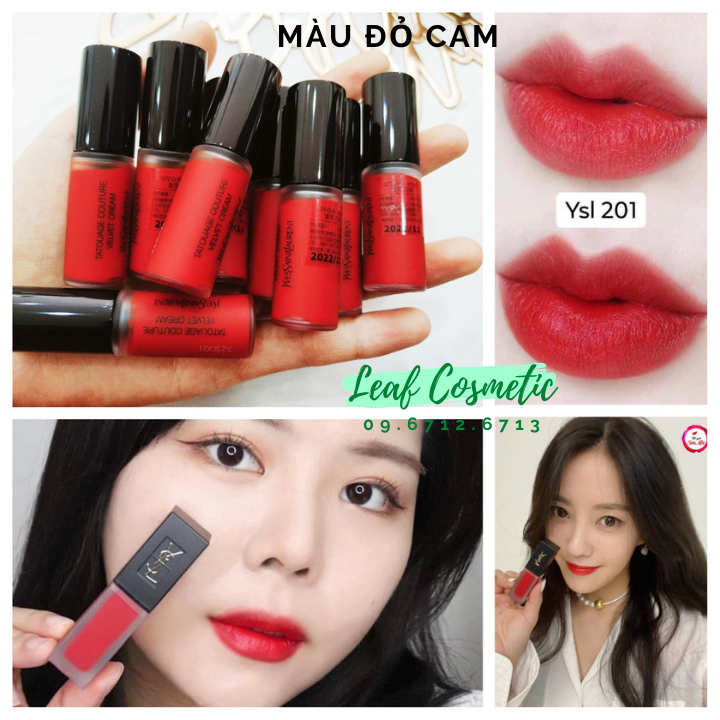 Son kem ysl tatouage cream 201 đỏ cam mini