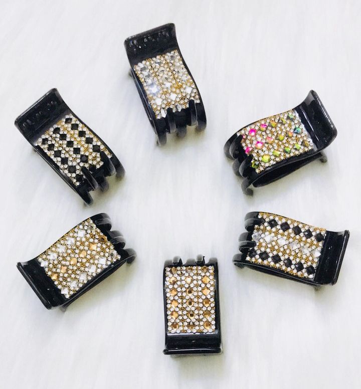 1 Kẹp Tóc Càng Cua 5 Răng Đính Đá Siêu Bền Đẹp, Gấp Tóc, Kẹp Bấu, Hình Thật - phukienteen