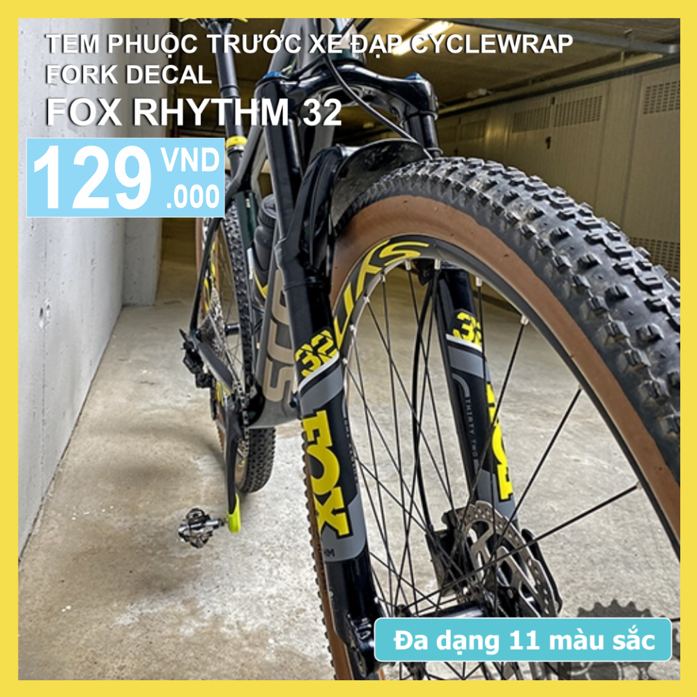 Tem decal dán phuộc xe đạp fox rhythm 32 2021
