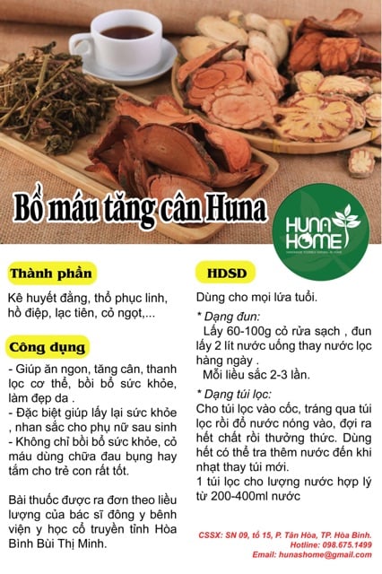 Trà bổ máu tăng cân huna- cứu tinh cho người gầy