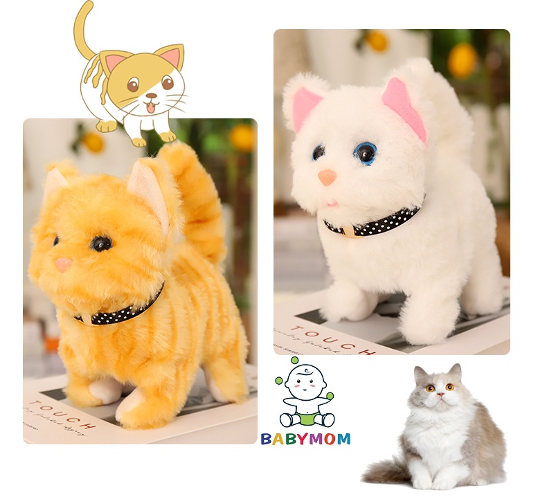 Đồ chơi MÈO BÔNG biết đi, biết kêu meo meo, CHÓ BÔNG biết đi biết kêu vẫy đuôi xinh giúp bé thân thiện gần gũi với con vật nuôi