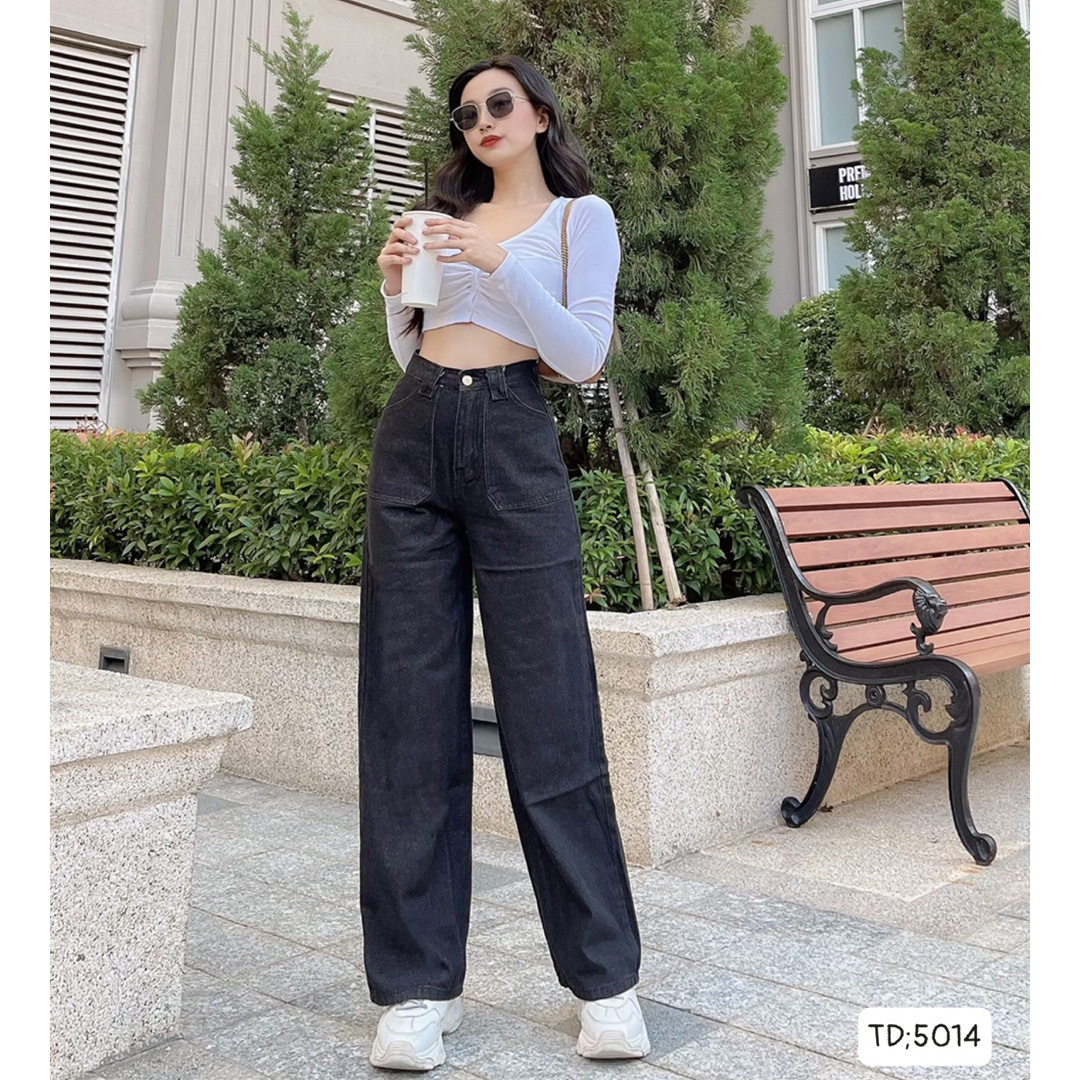 Quần jean nữ quần baggy ống rộng lưng cao tôn dáng cực chất cho bạn gái thêm Xinh - Hot nhất 2021