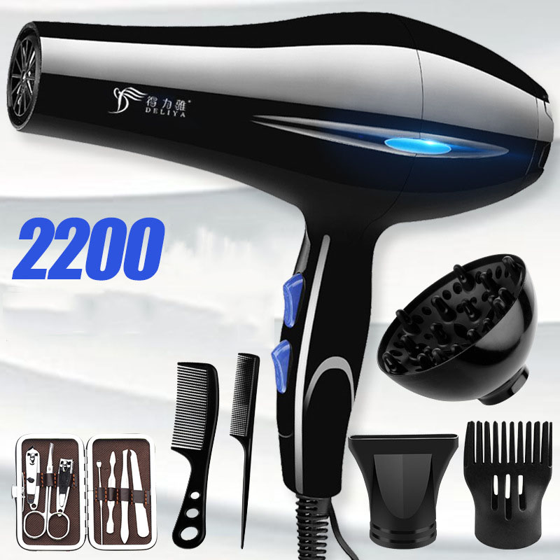 Máy sấy tóc, máy sấy cầm tay Deliya8020 công suất mạnh mẽ tới 2200W với 3 chế độ sấy tóc không lo tóc hư tổn + Tặng kèm 5 phụ kiện tạo kiểu tóc chuyên nghiệp & bộ kềm cắt móng [ BẢO HÀNH 1 NĂM ]