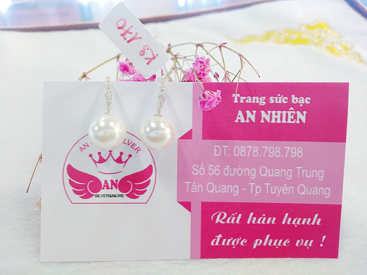 khuyên. tai bạc ý 925 sang chảnh móc câu đính đã viền ngọc