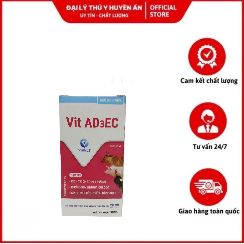 Vit AD3EC – Bổ Sung Vitamin A, D3, E, C Giúp Gia Tăng Sức Đề Kháng Vật Nuôi
