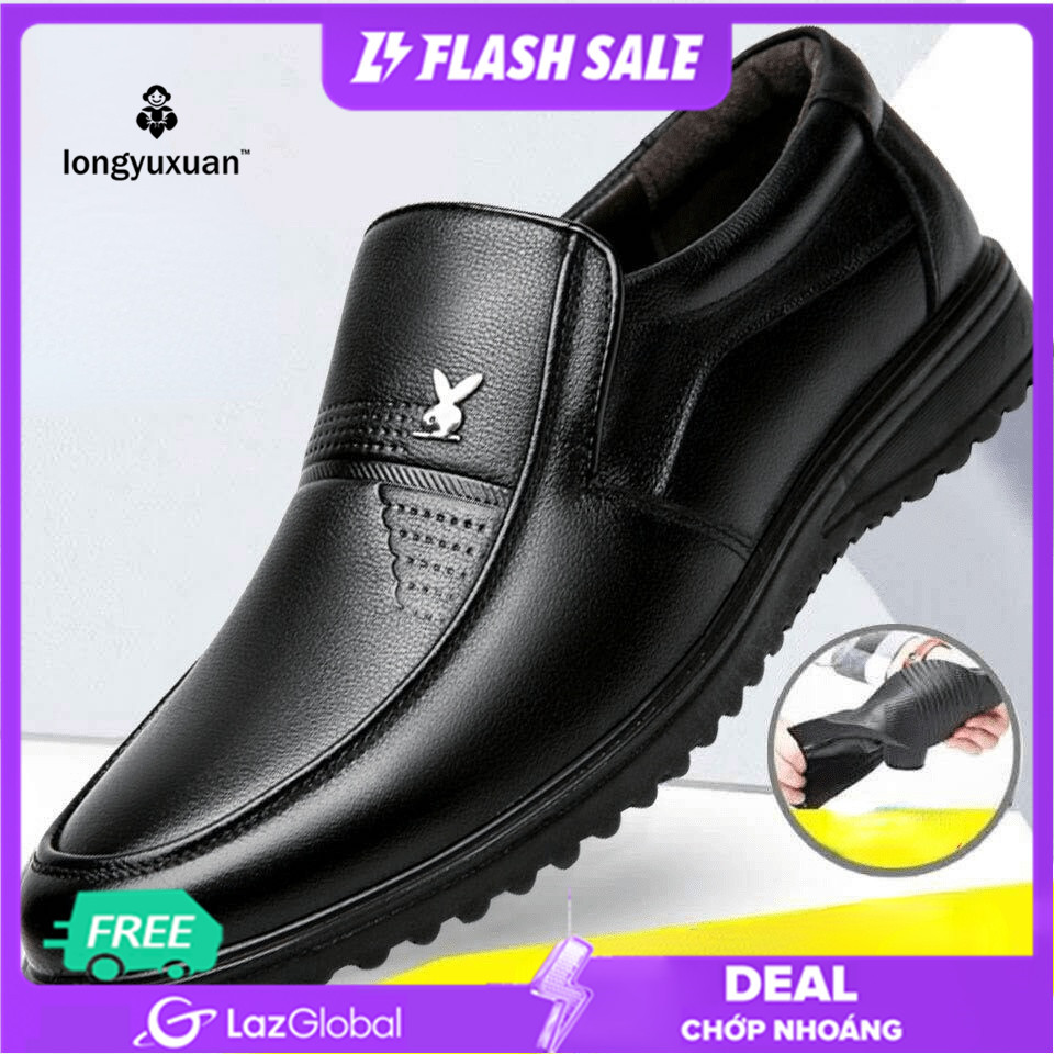 Giày da longyuxuan đế mềm chống trượt phong cách công sở thời trang 2022 đi đám cưới dành cho nam