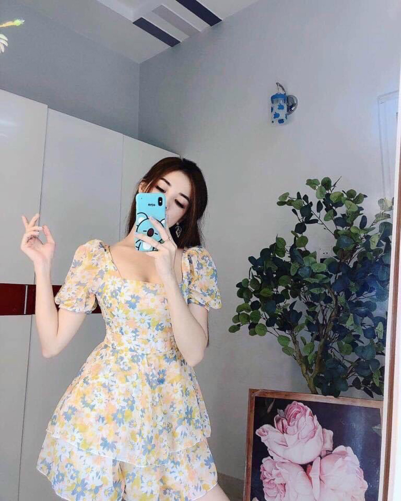 [HCM]Đầm Bông 2 Tầng Cổ Vuông Vải Lụa 100D Cao Cấp - Thời Trang PT Shop - One size 40-52kg