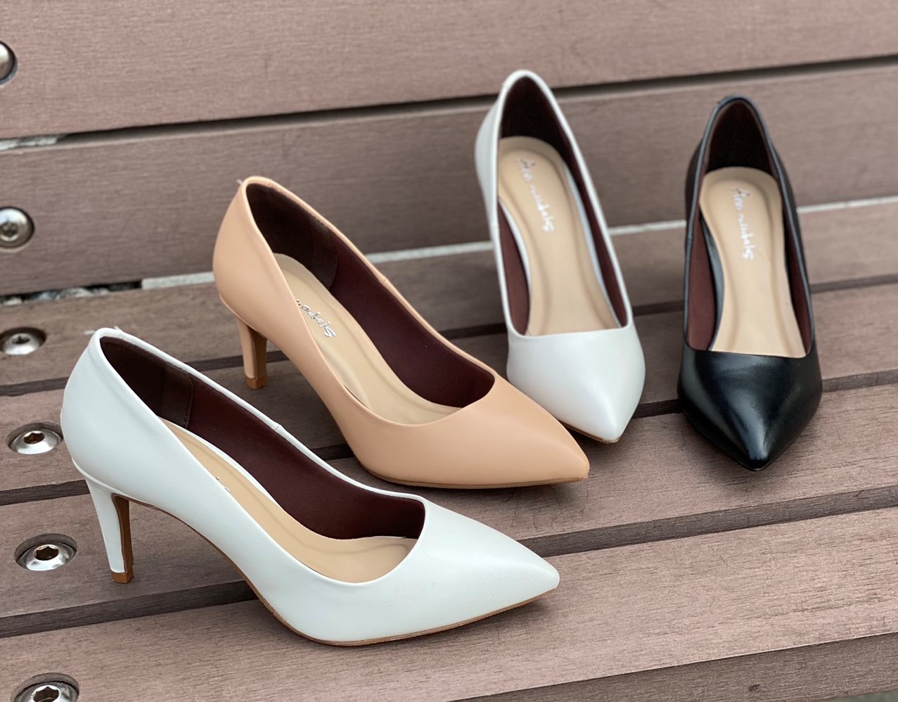 Giày cao gót nữ 5 phân mũi nhọn và 7 phân xi mờ gót nhọn Annamodels kiểu dáng basic _A026