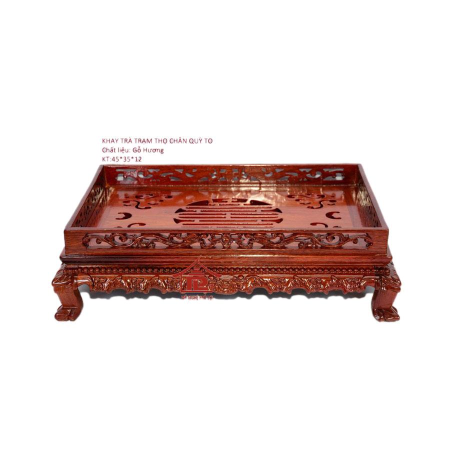 Khay trà trạm thọ loại to gỗ hương