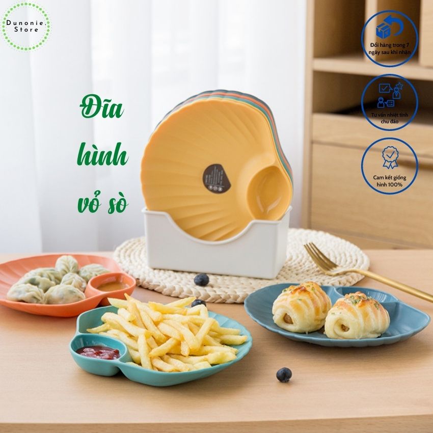 Sét đĩa sò 4 màu DS14 cực hot, đĩa nhựa decor rẻ đẹp màu sắc bắt mắt, xinh xắn - Dunonie.Store