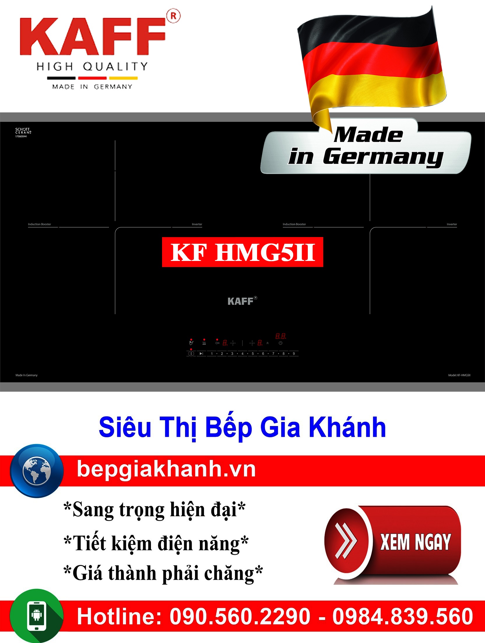 [HCM]Bếp từ đôi Kaff KF HMG5II nhập khẩu Đức, bếp từ, bếp điện từ, bếp từ đôi, bếp điện từ đôi, bếp từ giá rẻ, bếp điện từ giá rẻ, bếp từ đơn, bep tu don, bep tu