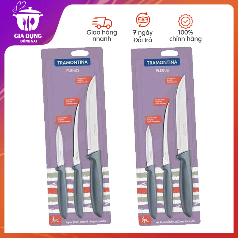 Combo 3 dao cắt thái - dao lọc thịt, xương - dao gọt tỉa Tramontina, dao làm bếp lưỡi dao bằng thép không gỉ giá rẻ