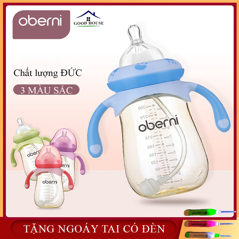 Bình sữa chống sặc Oberni- nhựa PPSU 240ml - 300ml, công nghệ van 1 chiều và quả cầu trọng lực an toàn tuyệt đối với trẻ