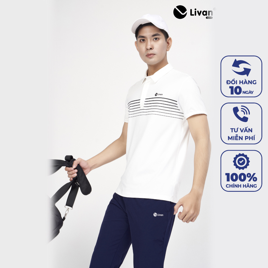 Áo polo nam kẻ ngang cổ trụ kép livan sport