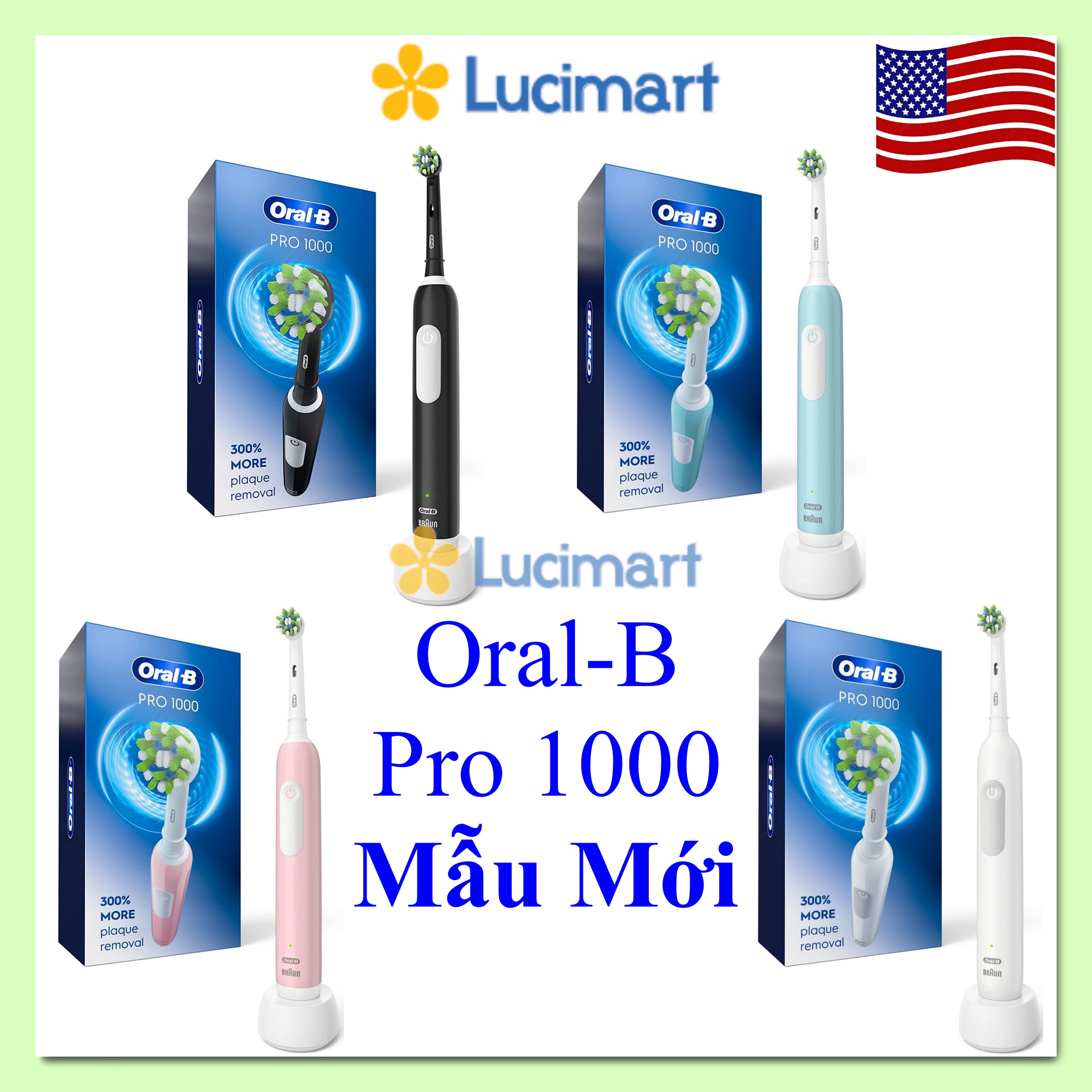Bàn chải điện Oral-B Pro 1000 Electric Power Rechargeable Toothbrush [Hàng Đức]