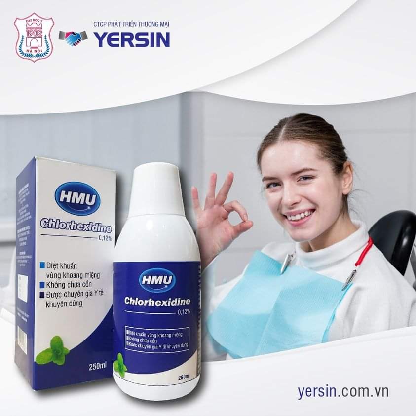 Combo 3 chai Nước súc miệng cho người lớn, nước súc miệng, nước vệ sinh răng miệng, nước súc miệng HMU CHLORHEXINDINe -Nha khoa smile