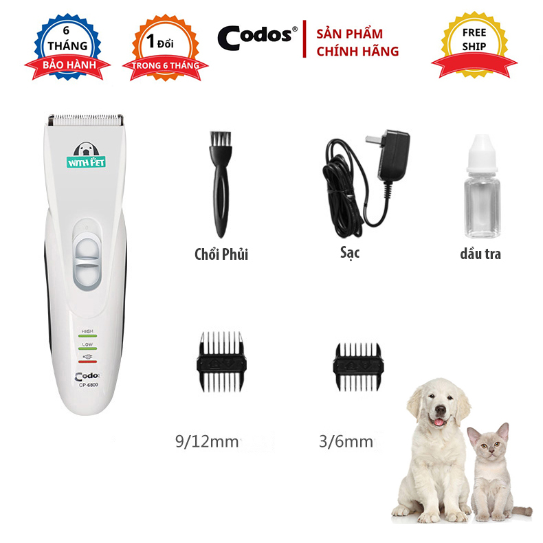 Tông đơ cắt tỉa lông chó, mèo chuyên dụng CODOS CP-6800 HÀNG CHÍNH HÃNG