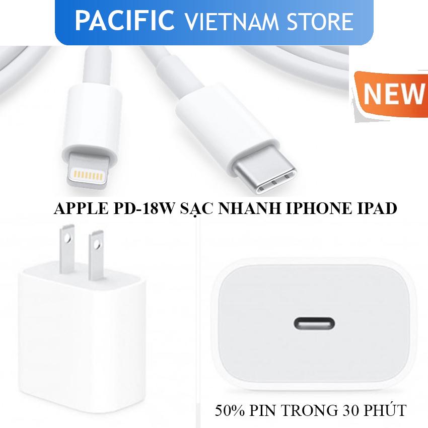 Bộ Sạc Nhanh iPhone Apple USB-C PD 18W Lightning 2020 - Cam kết hàng Zin + Tặng Que Chọc Sim Pacific
