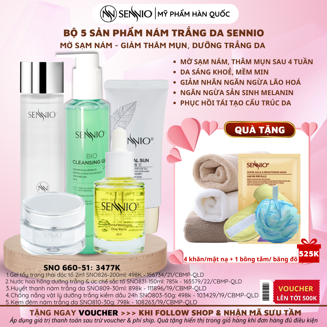 Bộ sản phẩm dưỡng trắng da mờ sạm nám giảm thâm mụn SNO 660-51