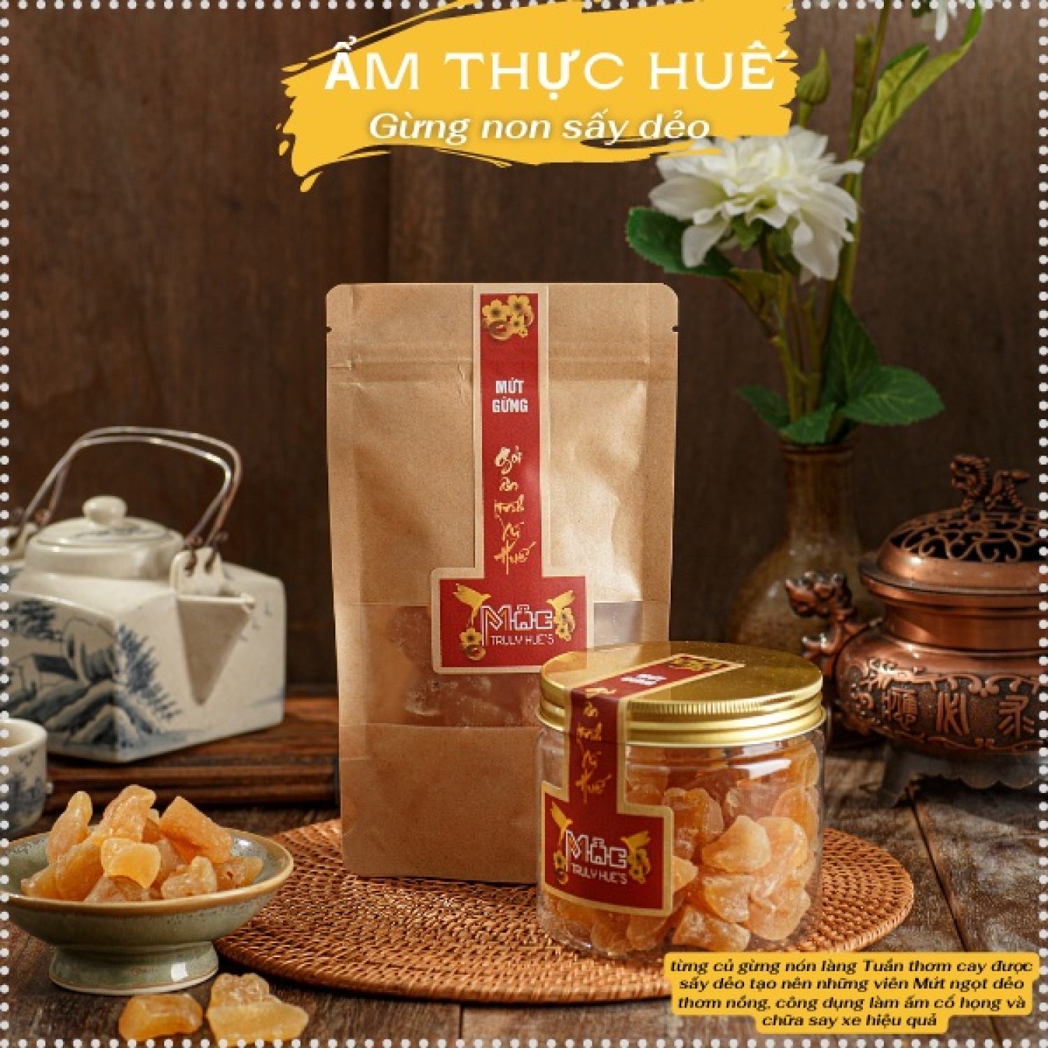 Mứt gừng sấy dẻo thơm cay - mộc truly hue's
