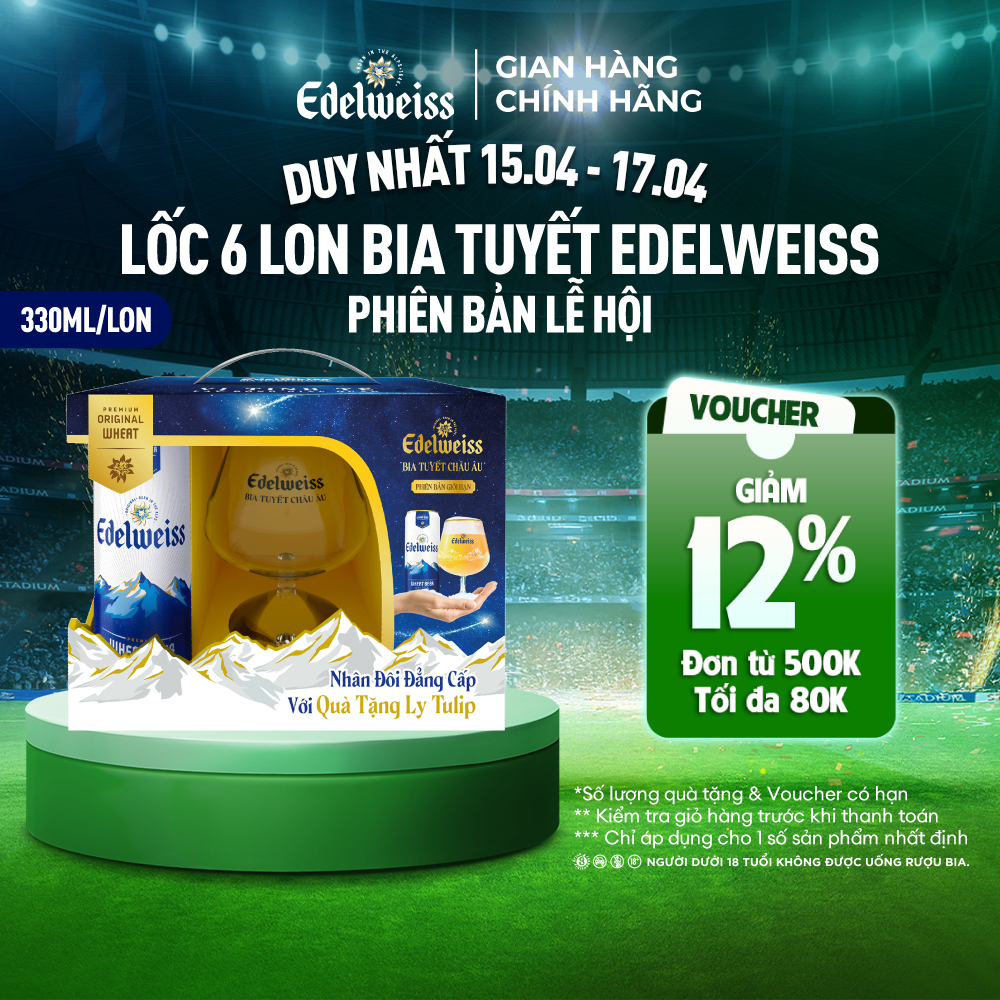 Lốc 6 lon Bia Tuyết - Edelweiss 330ml/lon - Phiên bản lễ hội
