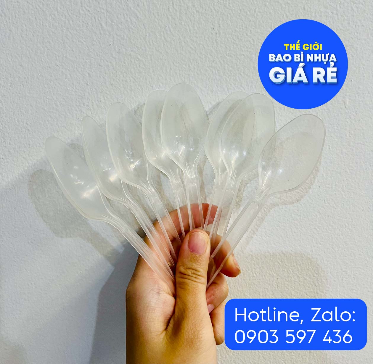 Muỗng nhựa, thìa nhựa gia tường cao cấp, dùng một lần 15cm - 4 màu