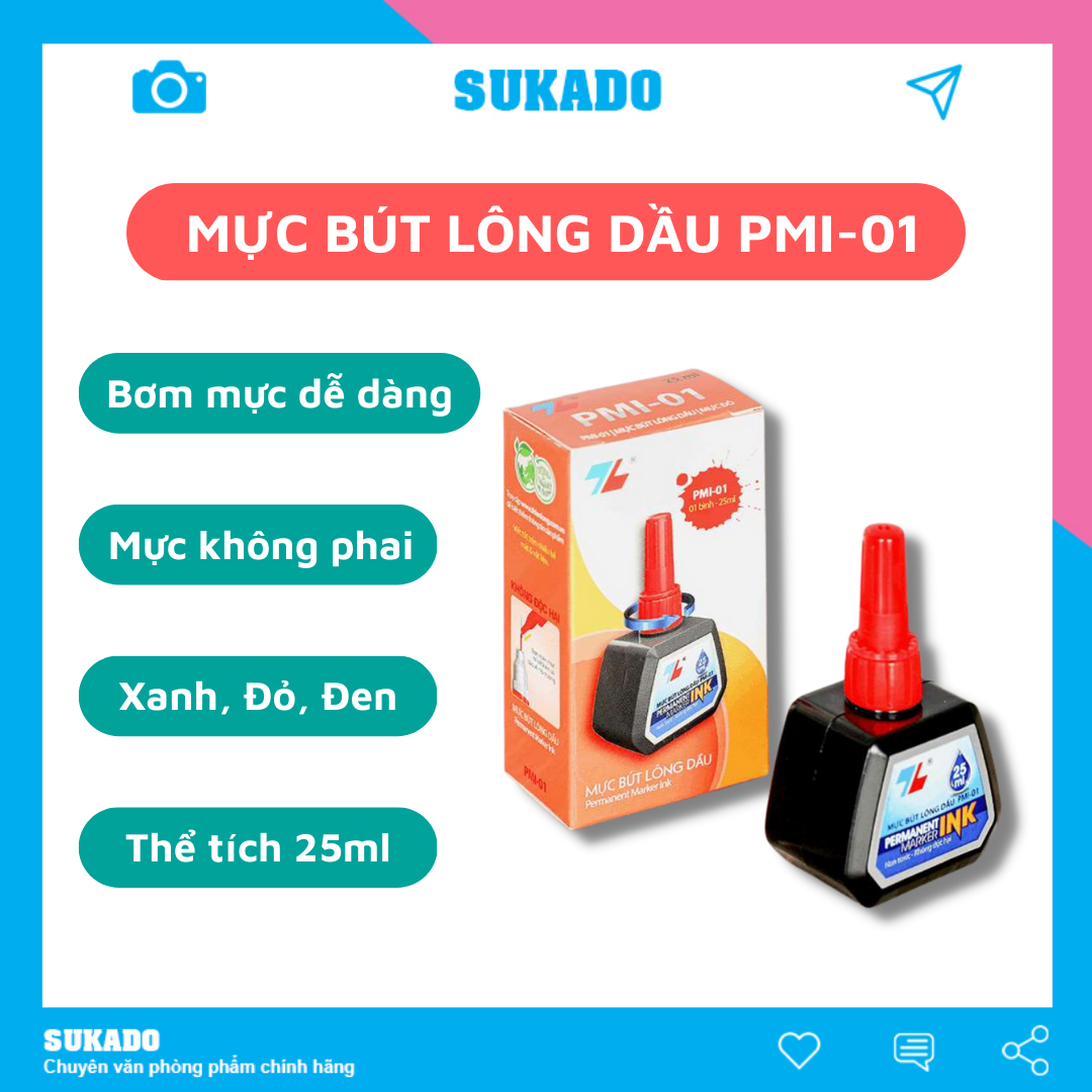 Mực bút lông dầu thiên long pmi-01 25ml sukado