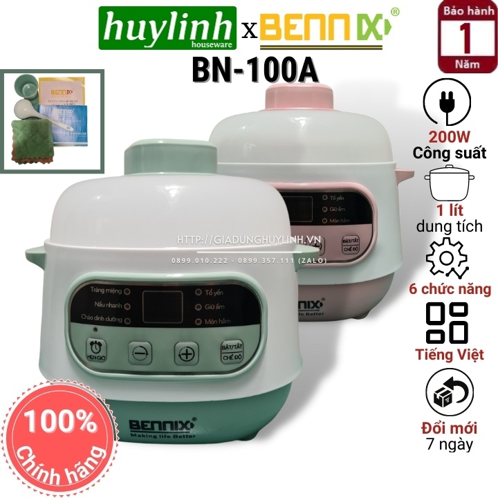 [HCM]Nồi chưng yến hấp cách thủy nấu chậm Bennix BN-100A - [100A - Steam] - 1 lít