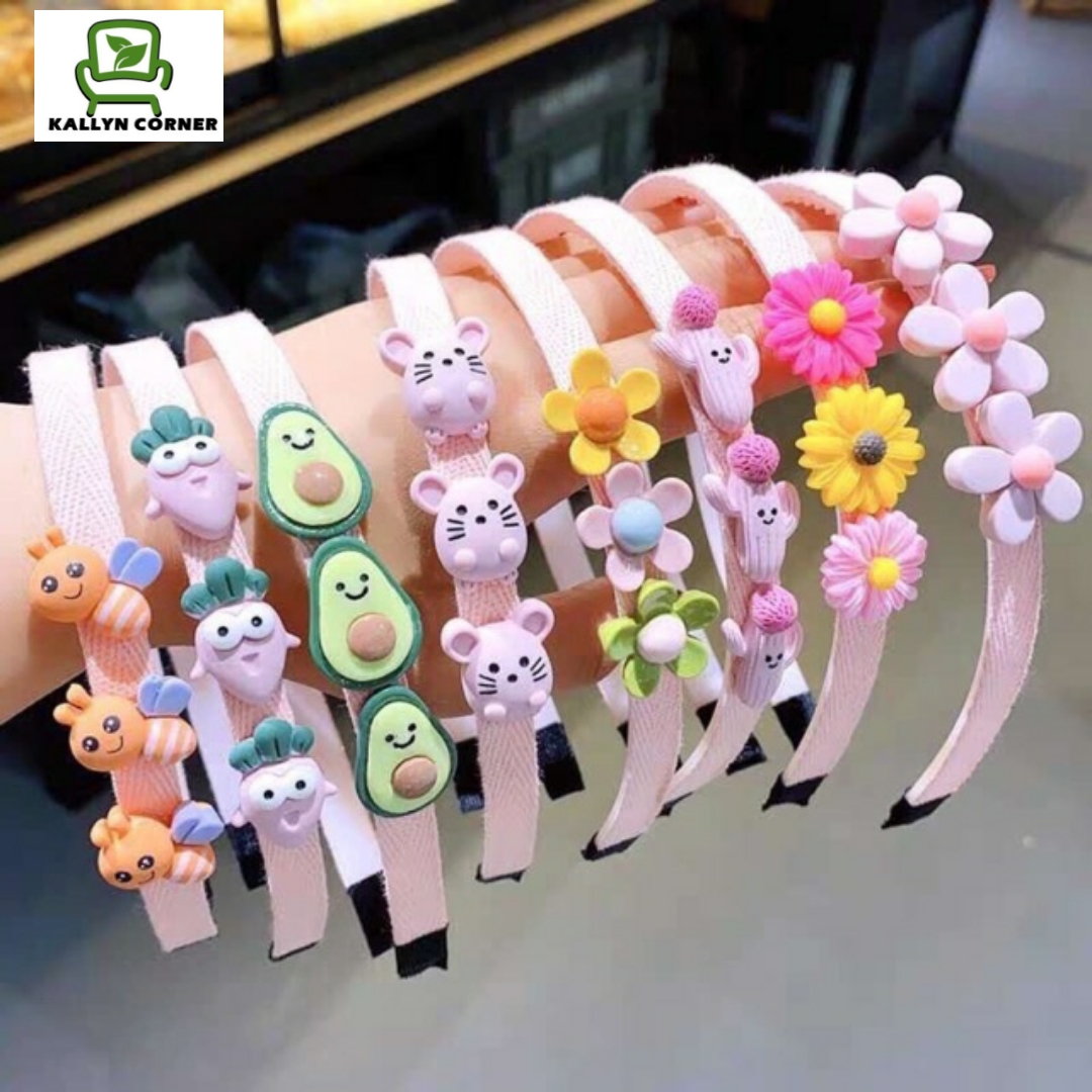 Bờm tóc đồ cài tóc băng đô turban phụ kiện tóc cho bé gái nhựa dẻo trong dây trái cây hoa quả
