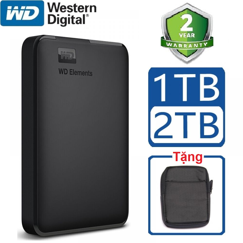 Ổ Cứng di động 1TB -2TB -500GB WD ELEMENTS - Hàng Nhập khẩu Tặng túi chống sốc