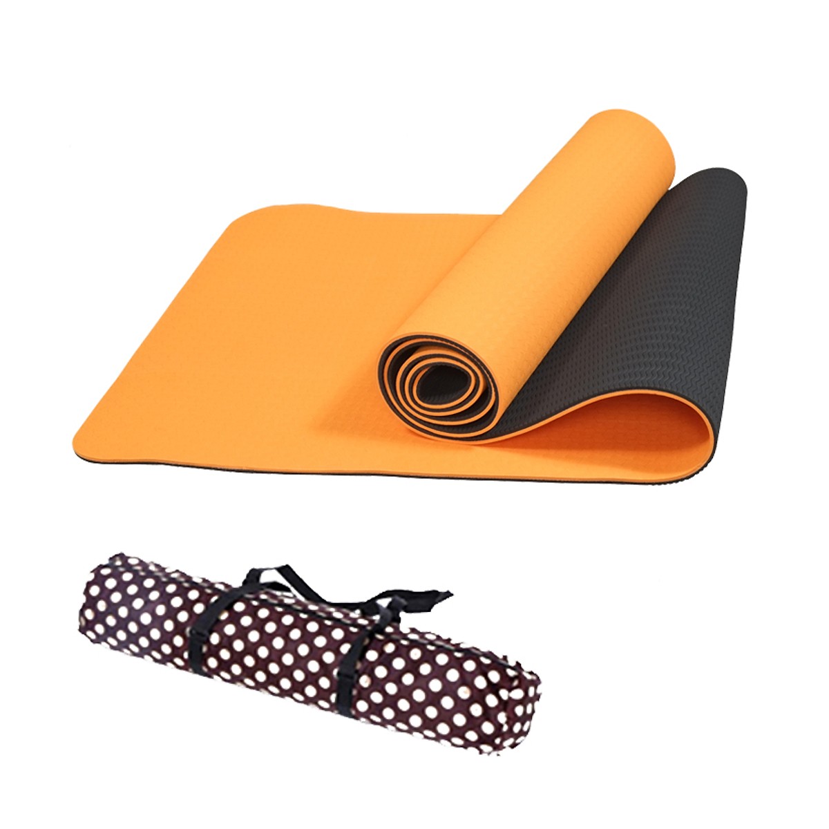 Thảm tập yoga 2 lớp tpe 8mm cao cấp tặng túi đựng yoga 2l6 cam